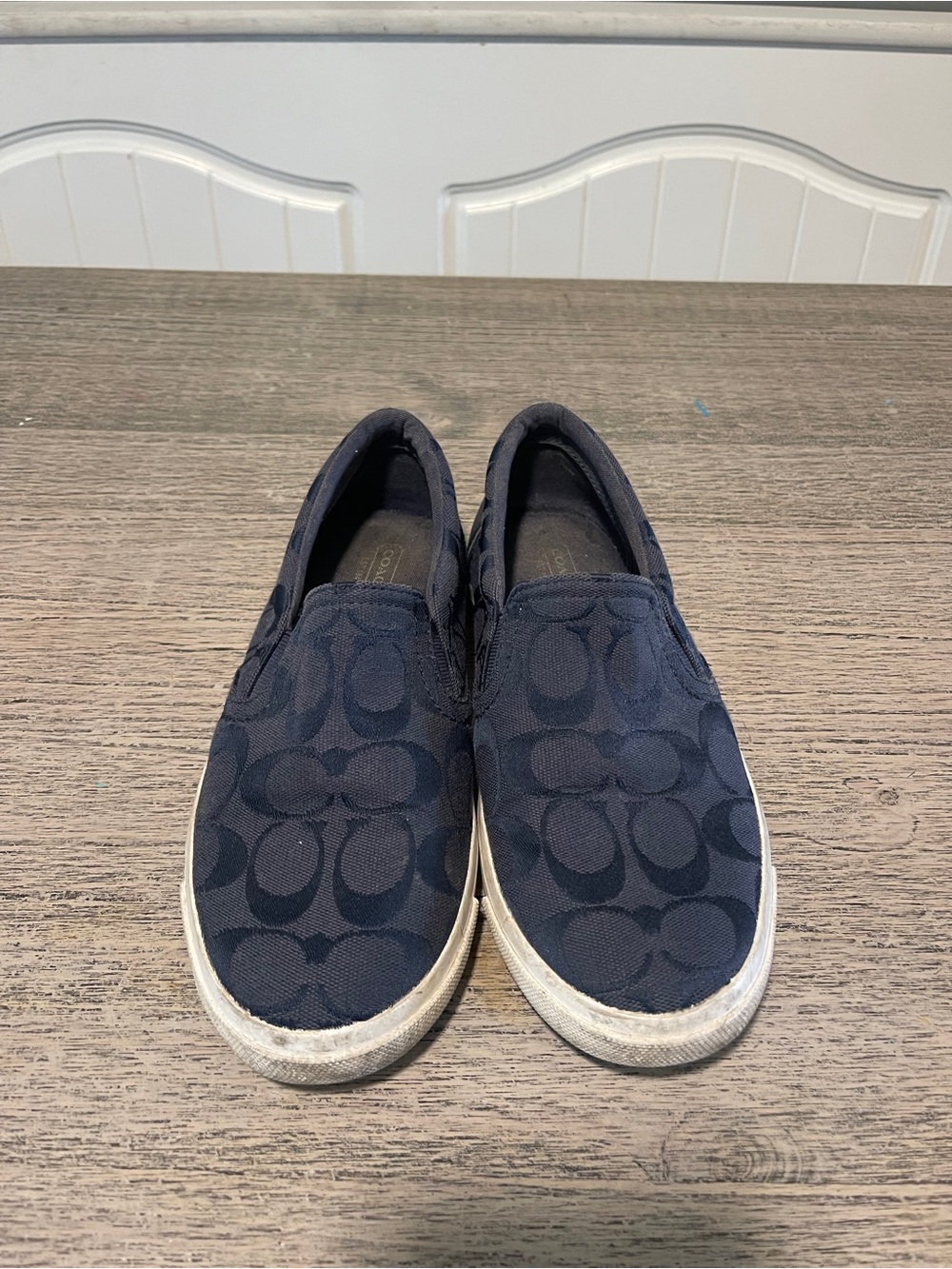 Coach Alegra Signature "C" Slip on Sneakers Navy Size 6.5